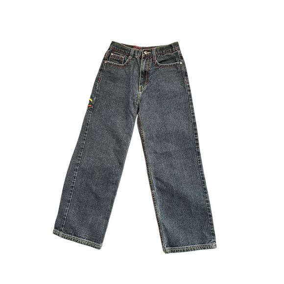 Fubu The Collection Jeans Womens Black  Wide Leg Sz 16 Hip Hop Y2K Graffiti‎ - Picture 1 of 8